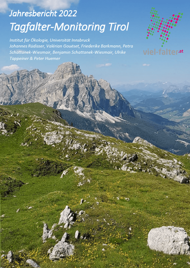 Deckblatt Viel-Falter Jahresbericht 2022 Tirol: Berglandschaft